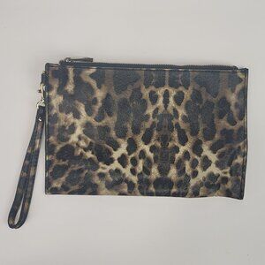 Aldo leopard print wristlet clutch wallet with gold-tone hardware